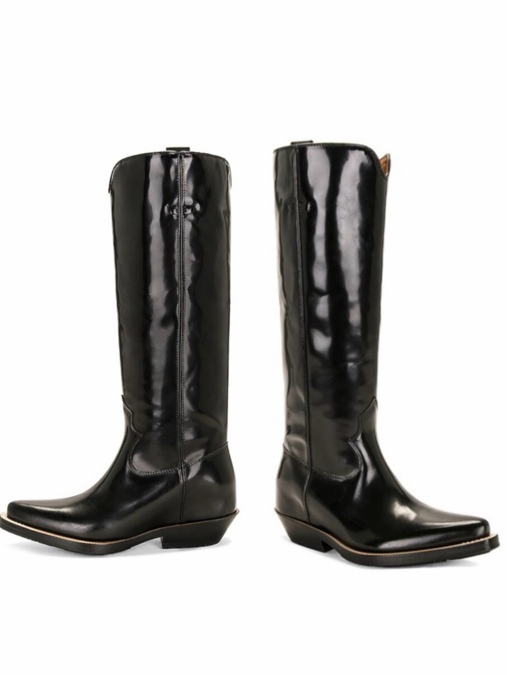Chloé Black Knee High Cowboy Boots Leather Western 7.5 Rodeo Nellie NWOB 🟡